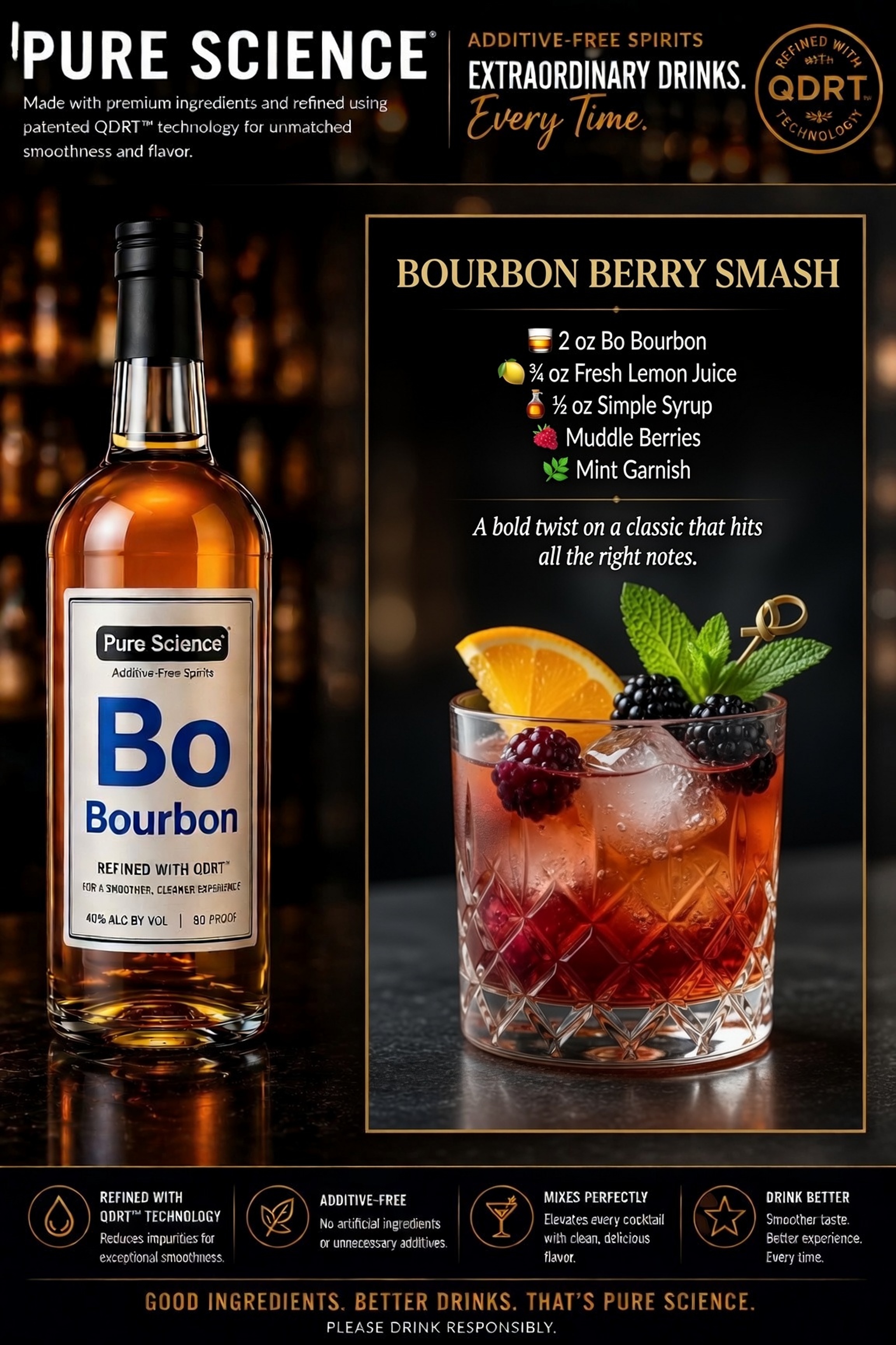 Bourbon Berry Smash cocktail card