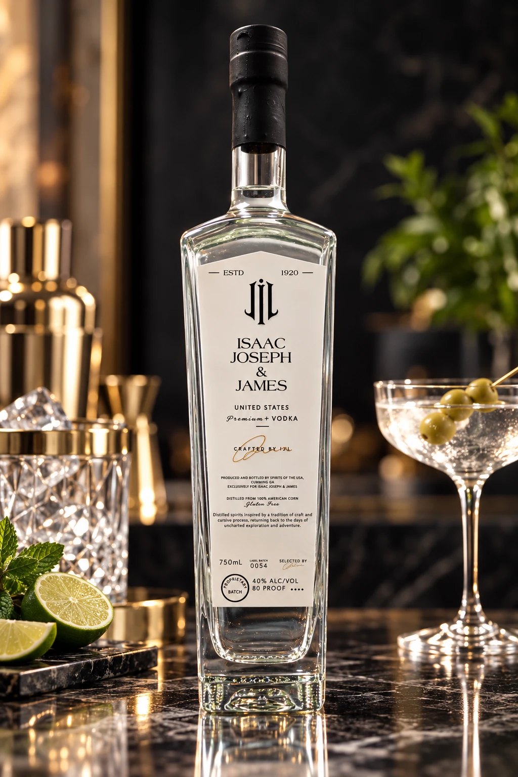 Isaac Joseph & James Premium Vodka bottle