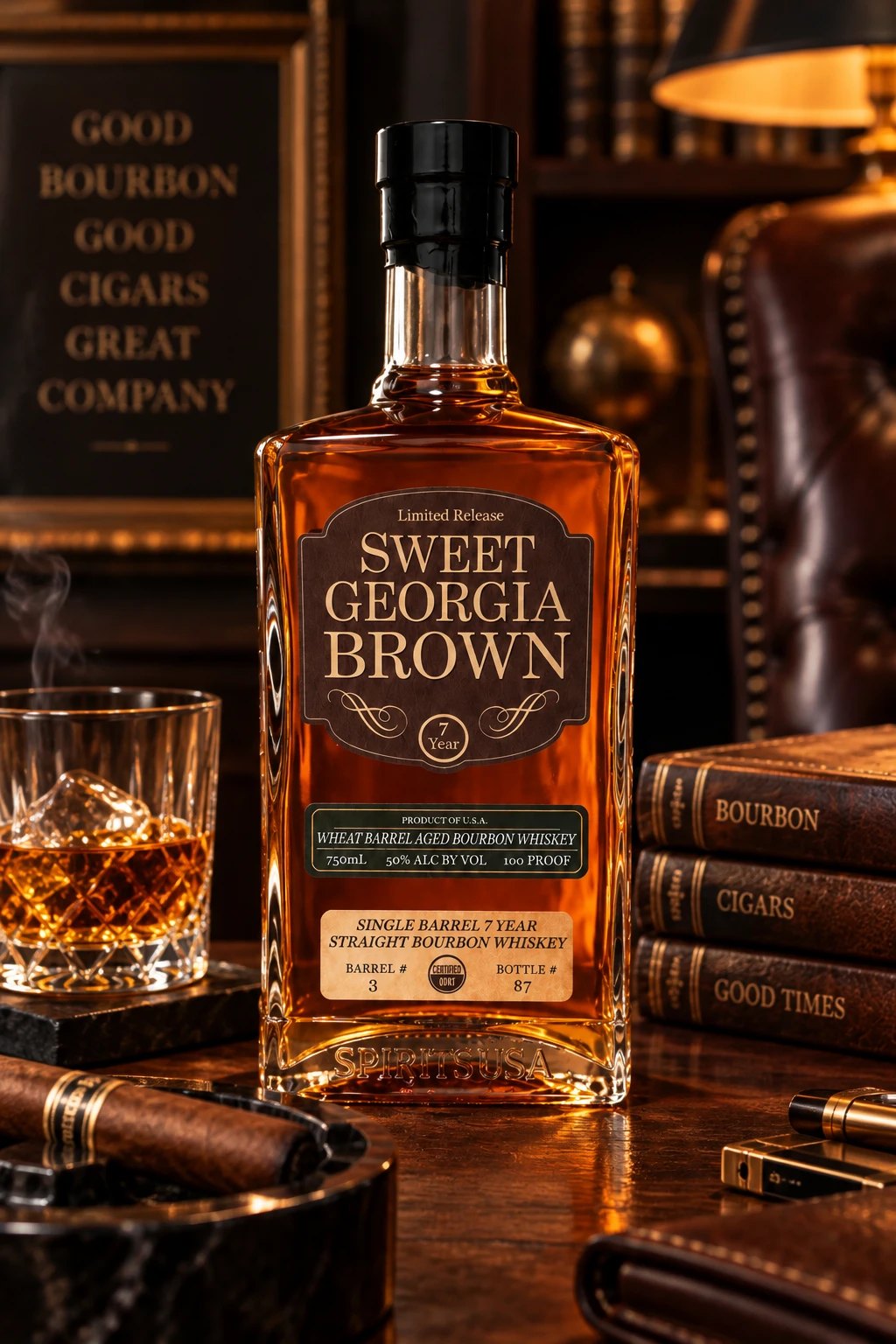 Sweet Georgia Brown Wheated 7-year Bourbon bottle